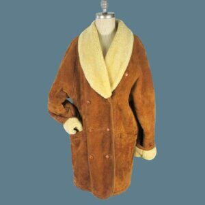 Vintage 1980s Danier Split Leather Sheepskin Oversized Coat Unisex Size Small